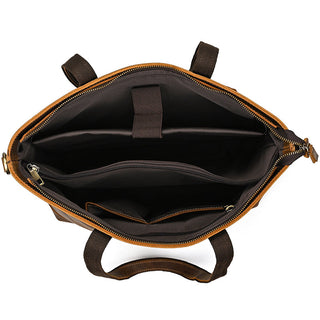 Full Grain Leather Tote Bag Handcrafted Office Bag Leather Shoulder Bag Women Tote With Zipper Outside Pocket