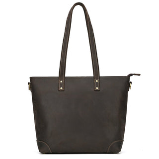 Full Grain Leather Tote Bag Handcrafted Office Bag Leather Shoulder Bag Women Tote With Zipper Outside Pocket