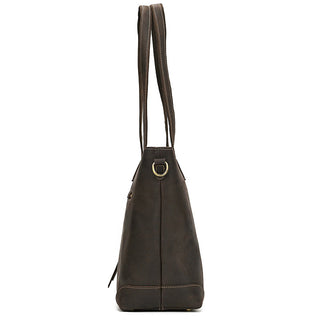 Full Grain Leather Tote Bag Handcrafted Office Bag Leather Shoulder Bag Women Tote With Zipper Outside Pocket