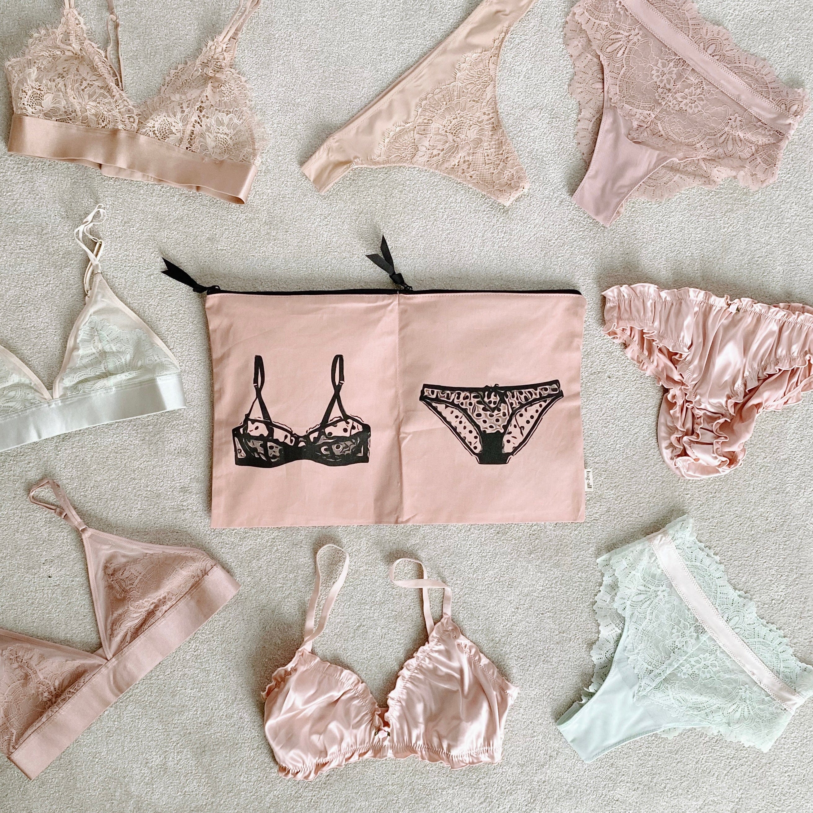 Double Lingerie Packing Pouch – Pink/Blush - Glamourous Grace