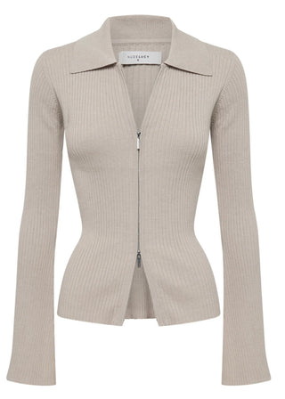 Betina Zip Front Knit Mink