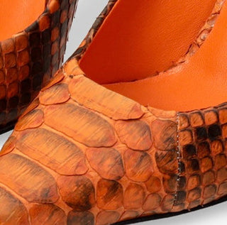 The Queenn Orange Pythn Leather Pump Women Shoe - Glamourous Grace