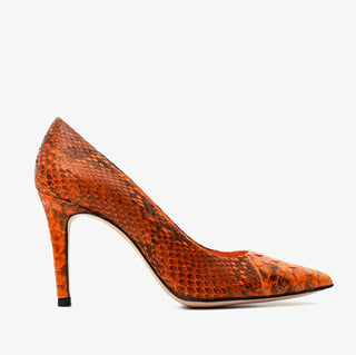 The Queenn Orange Pythn Leather Pump Women Shoe - Glamourous Grace