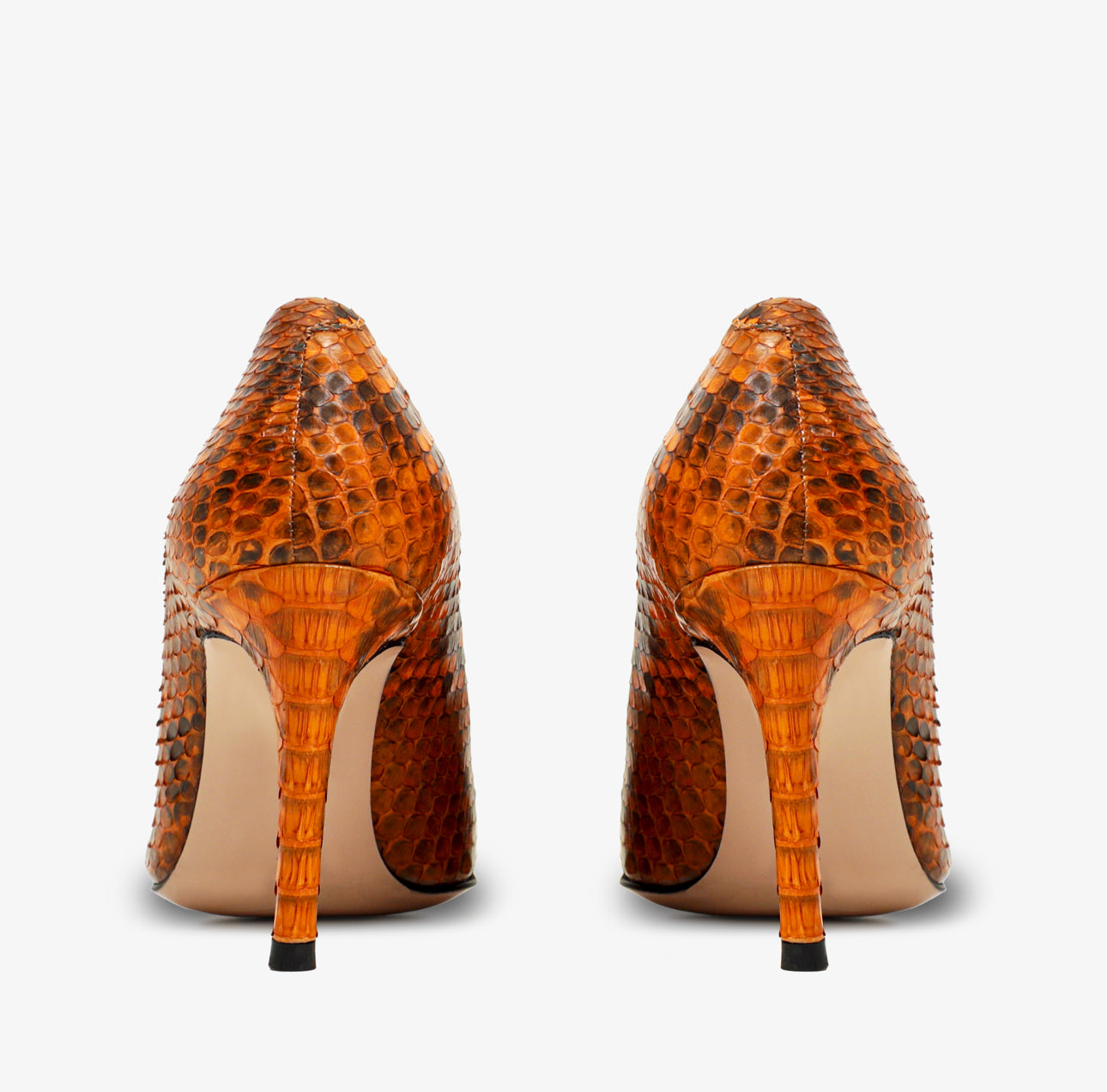 The Queenn Orange Pythn Leather Pump Women Shoe - Glamourous Grace