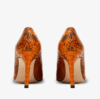 The Queenn Orange Pythn Leather Pump Women Shoe - Glamourous Grace