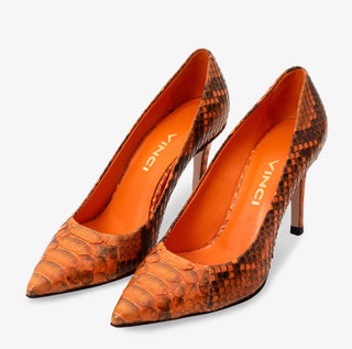 The Queenn Orange Pythn Leather Pump Women Shoe - Glamourous Grace