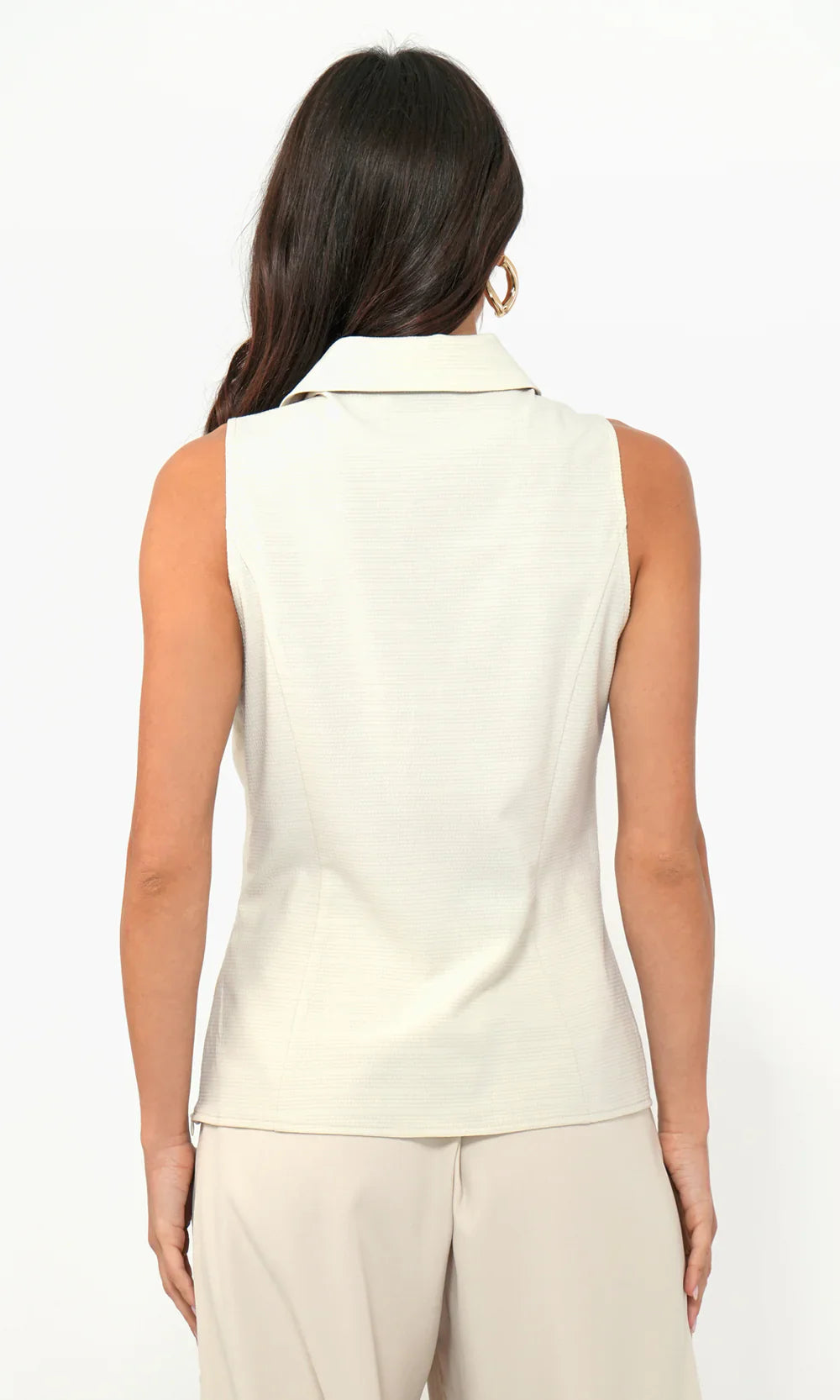 Rola Textured Sleeveless Ecru Top - Glamourous Grace
