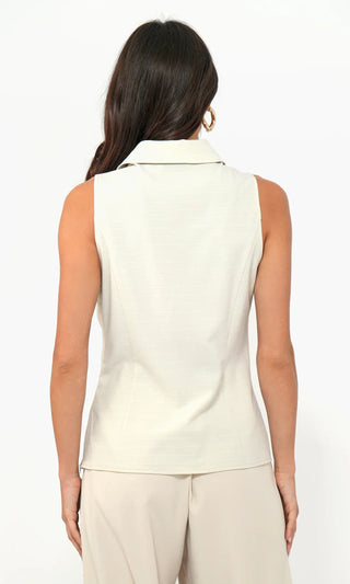 Rola Textured Sleeveless Ecru Top - Glamourous Grace