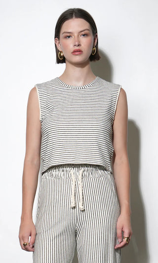 Daphne Sleeveless Black & Ivory Knit Shell Top - Glamourous Grace
