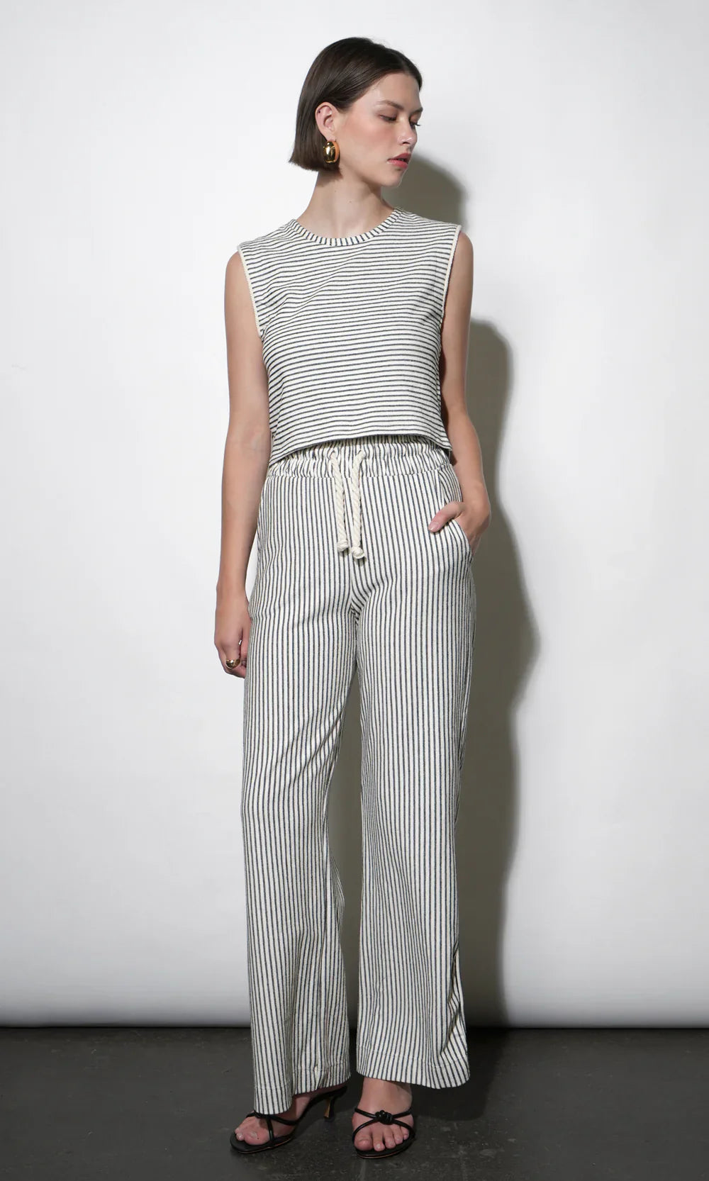 Isla Wide Leg Black & Ivory Knit Pants - Glamourous Grace