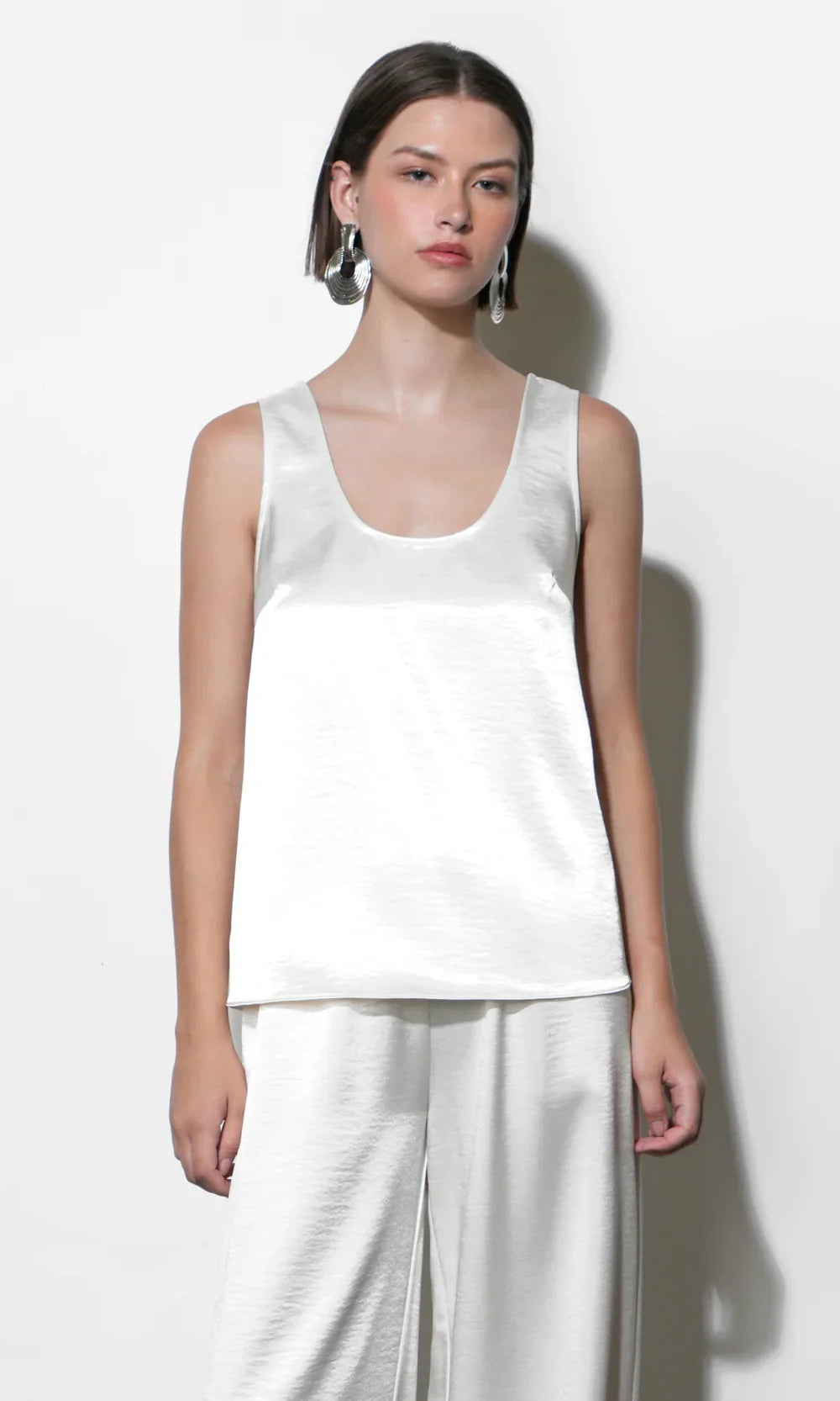 Ariana Easy Ivory Satin Sleeveless Top - Glamourous Grace