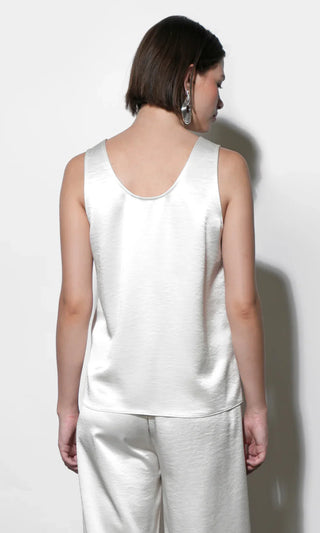 Ariana Easy Ivory Satin Sleeveless Top - Glamourous Grace