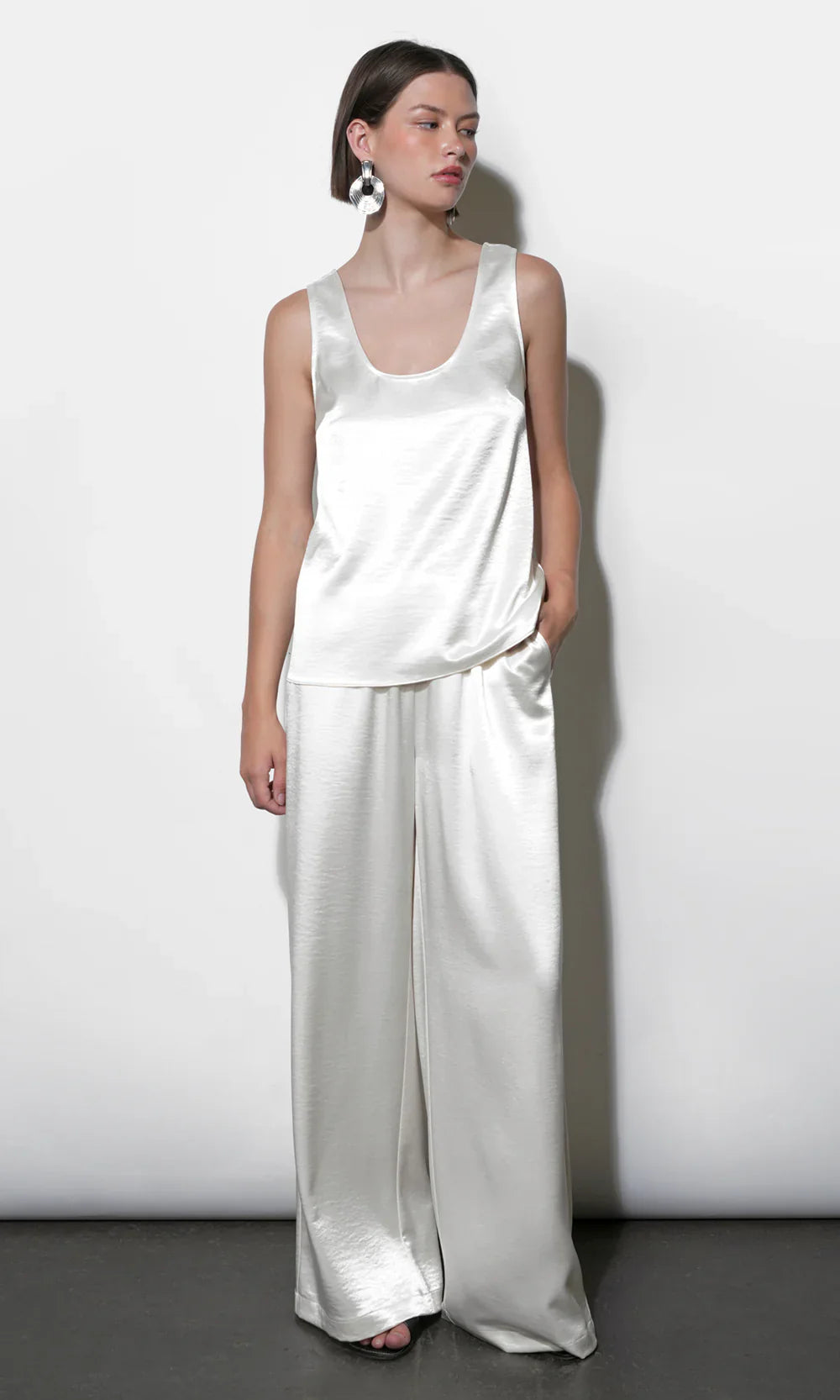Ariana Easy Ivory Satin Sleeveless Top - Glamourous Grace