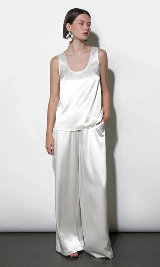 Ariana Easy Ivory Satin Sleeveless Top - Glamourous Grace