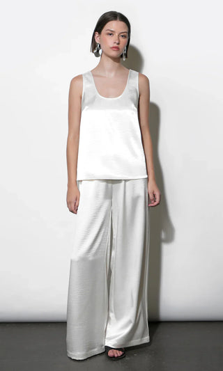 Cora Easy Ivory Satin Wide Leg Pants - Glamourous Grace