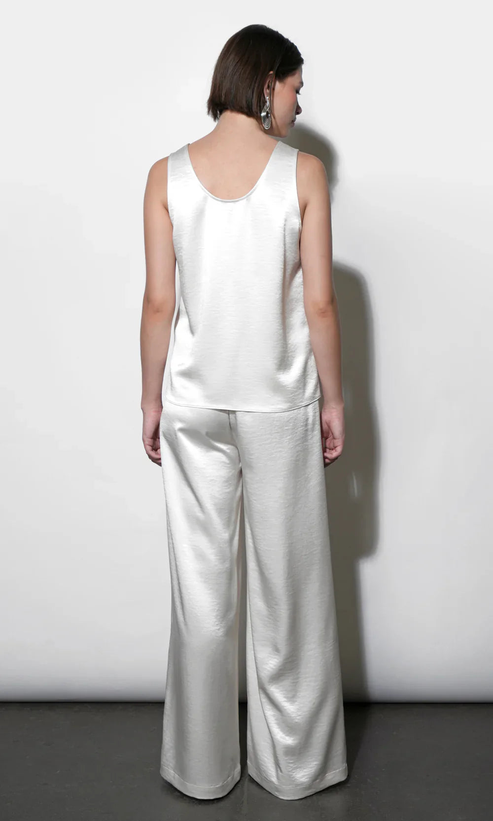 Ariana Easy Ivory Satin Sleeveless Top - Glamourous Grace
