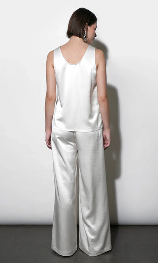 Ariana Easy Ivory Satin Sleeveless Top - Glamourous Grace