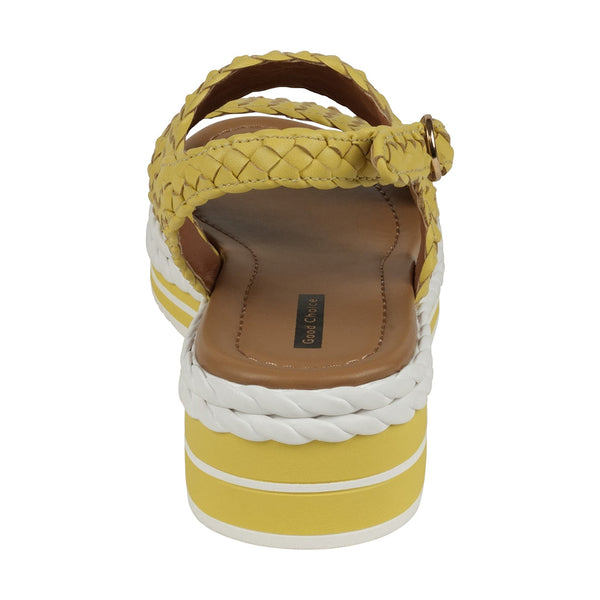 Gallant Mustard Double Band Slingback Platform Sandals - Glamourous Grace