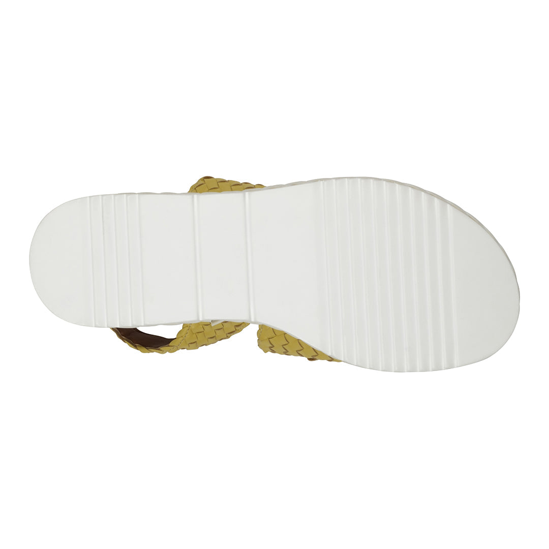 Gallant Mustard Double Band Slingback Platform Sandals - Glamourous Grace