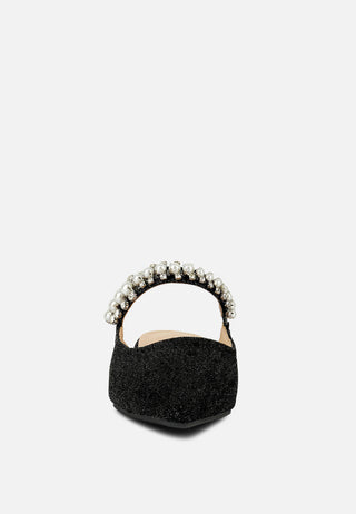 Geode Pearl Embellished Slip On Mules