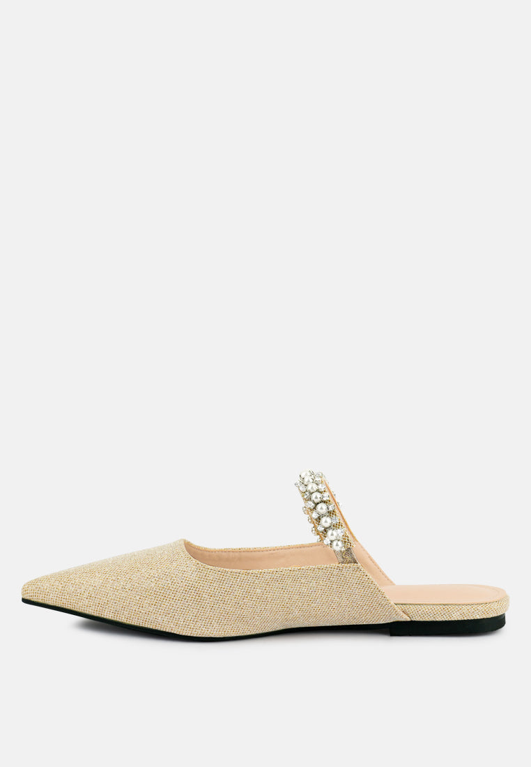 Geode Pearl Embellished Slip On Mules - Glamourous Grace