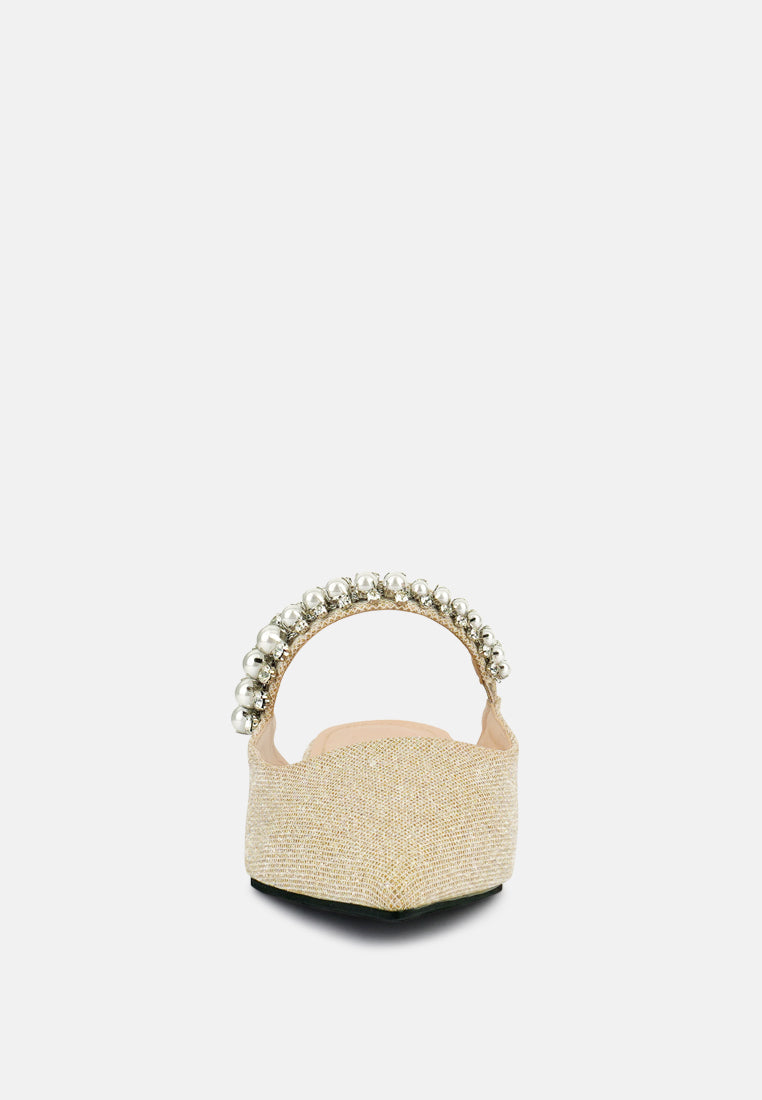 Geode Pearl Embellished Slip On Mules - Glamourous Grace