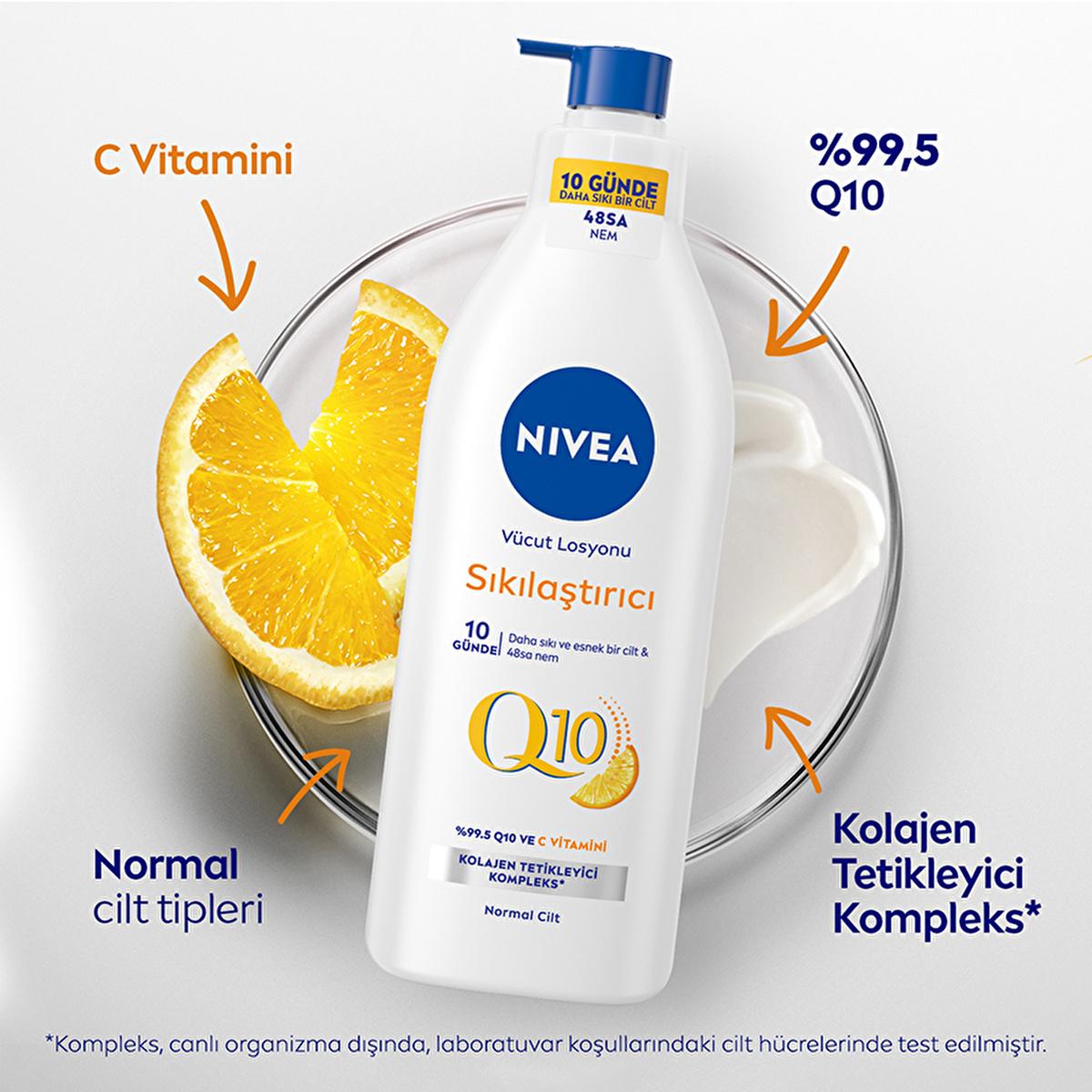 Nivea Q10 Firming Body Lotion - Visibly Tightens Skin in 10 Days, Intense 48-Hour Moisture - With Vitamin C & Collagen Booster, Fast Absorbing - Glamourous Grace