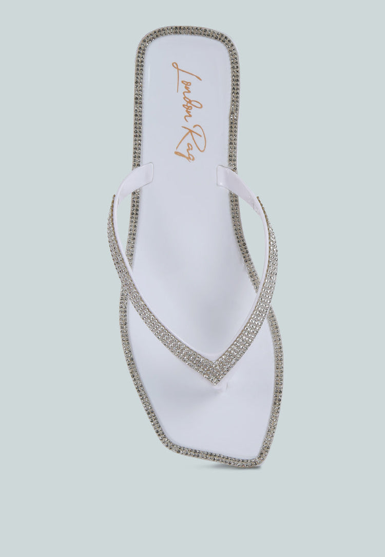 Golightly Diamante Stud Detail Thong Flats