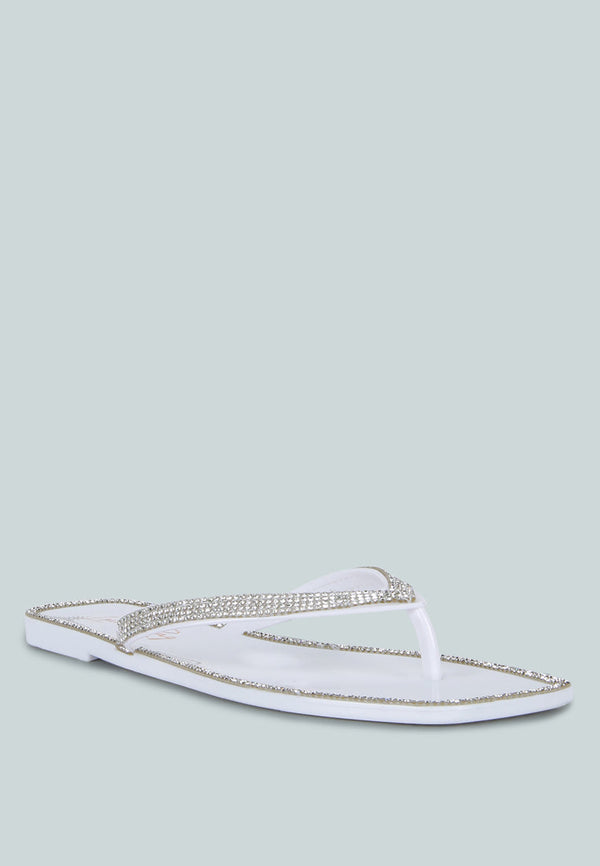 Golightly Diamante Stud Detail Thong Flats - Glamourous Grace