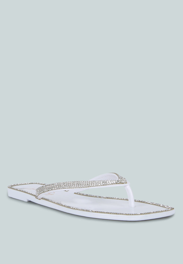 Golightly Diamante Stud Detail Thong Flats - Glamourous Grace