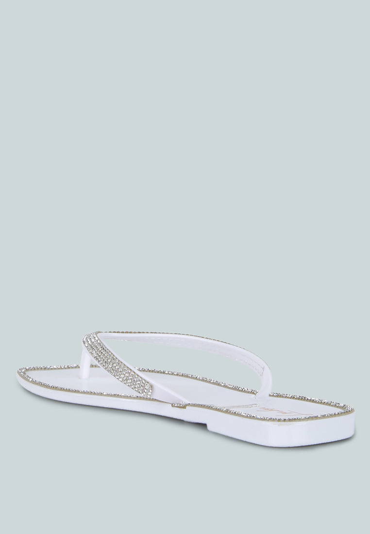 Golightly Diamante Stud Detail Thong Flats - Glamourous Grace