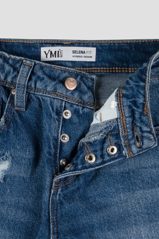Girls Selena Dream Button Fly Straight Hybrid Jeans