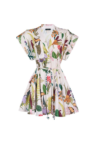 GUAYABA MINI DRESS IN JARDIN PRINT OFF WHITE - Glamourous Grace