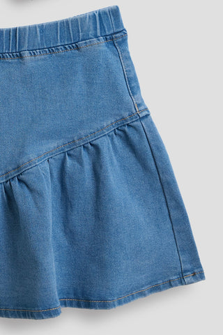 Girls Denim Vest & Ruffle Skirt Set