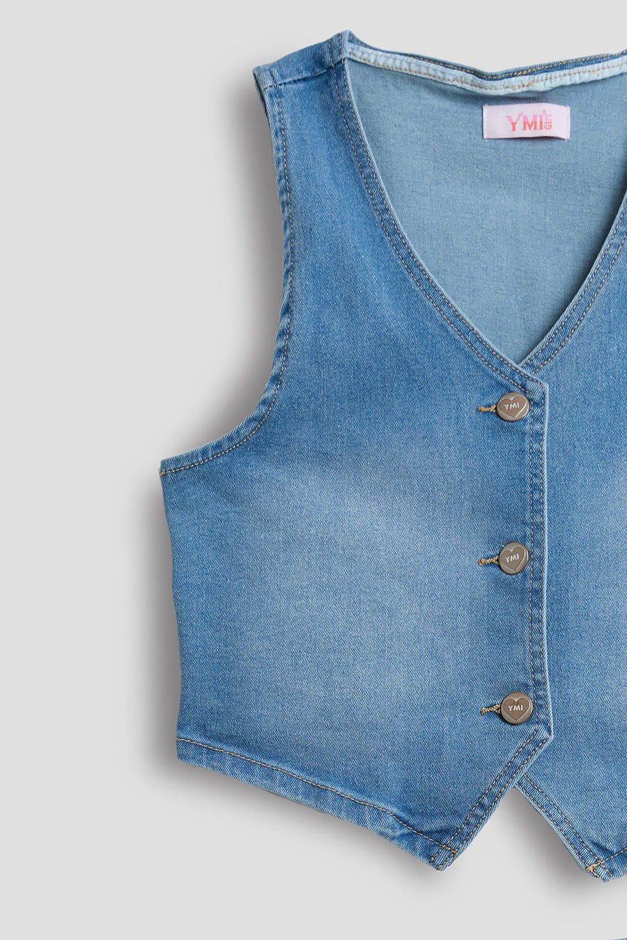 Girls Denim Vest & Ruffle Skirt Set - Glamourous Grace