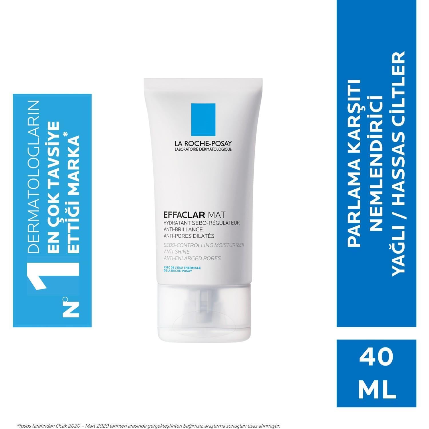 La Roche Posay Effaclar Mat Anti-Shine Moisturizer for Oily Skin - Mattifying, Hydrating, Minimizes Pores - 40ml - Glamourous Grace