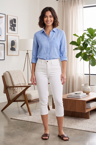 Judy Blue High Waist Extended Waistband Capri Pants with Spade Pockets