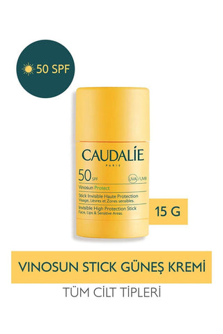 Caudalie Vinosun Protect SPF 50 Sunscreen Stick: Invisible, Vegan & Fragrance-Free High Protection for Face, Lips & Sensitive Skin