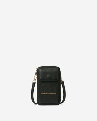 Giada (black) - Italian women's crossbody phone wallet with shoulder strap - Glamourous Grace