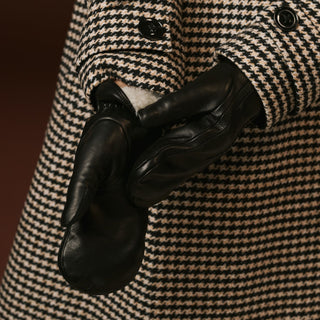 Gianetta (black) - Italian lambskin mittens with luxurious lambswool lining - Glamourous Grace