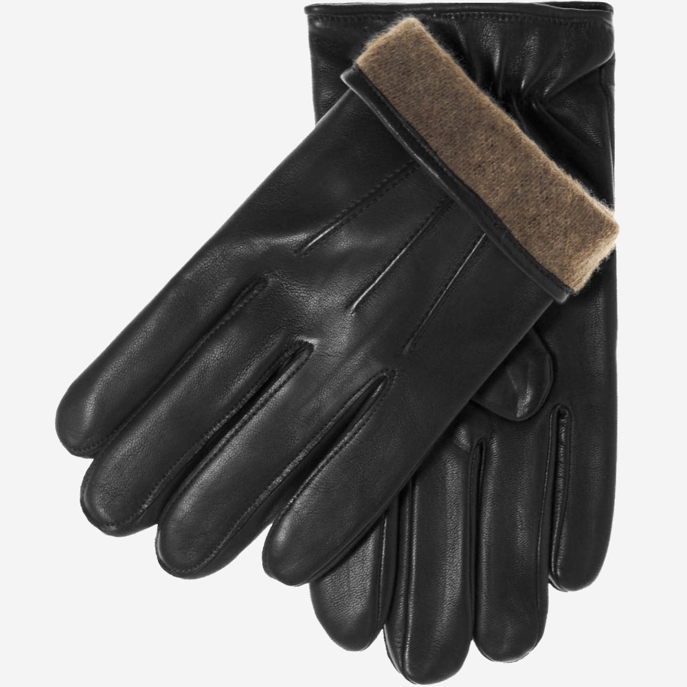 Giovanni (black) - Classic Italian lambskin leather gloves with cashmere lining & touchscreen feature - Glamourous Grace