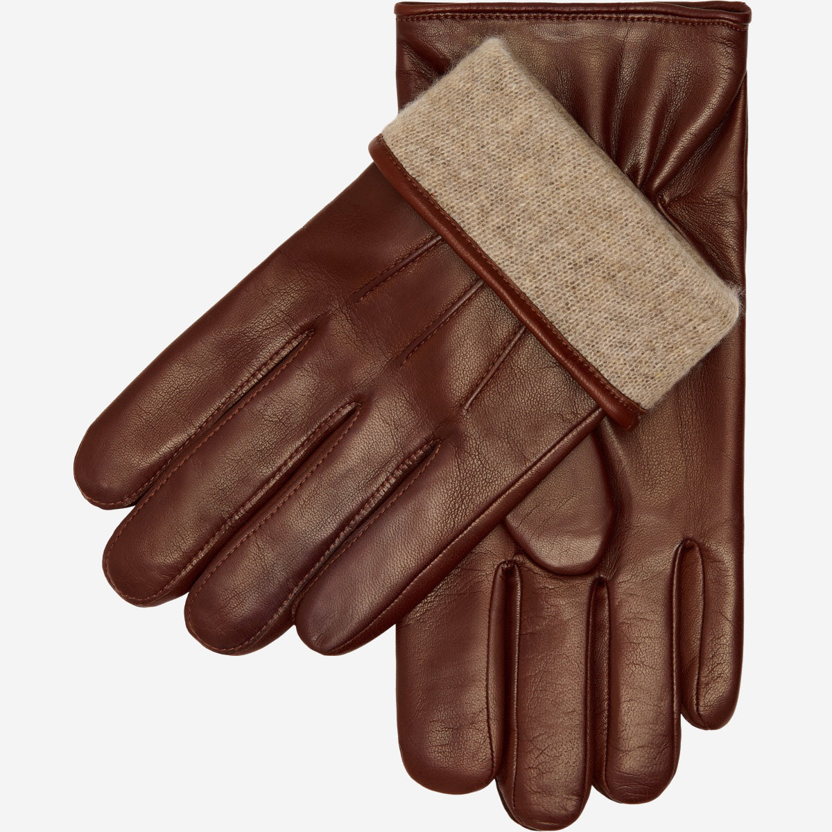 Giovanni (brown) - Classic Italian lambskin leather gloves with cashmere lining - Glamourous Grace
