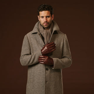 Giovanni (brown) - Classic Italian lambskin leather gloves with cashmere lining - Glamourous Grace