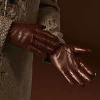 Giovanni (brown) - Classic Italian lambskin leather gloves with cashmere lining - Glamourous Grace
