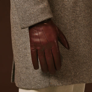 Giovanni (brown) - Classic Italian lambskin leather gloves with cashmere lining - Glamourous Grace