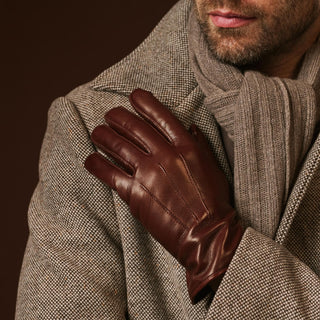Giovanni (brown) - Classic Italian lambskin leather gloves with cashmere lining - Glamourous Grace