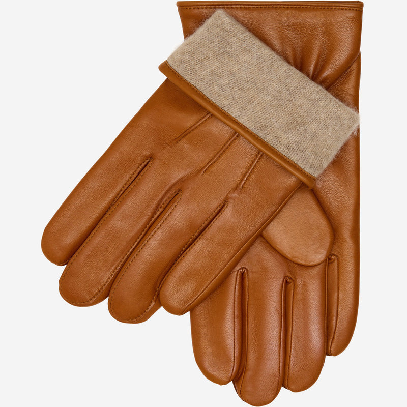 Giovanni (cognac) - Classic Italian lambskin leather gloves with cashmere lining - Glamourous Grace