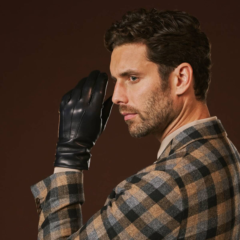 Giovanni (navy blue) - Classic Italian lambskin leather gloves with cashmere lining - Glamourous Grace