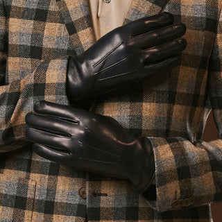Giovanni (navy blue) - Classic Italian lambskin leather gloves with cashmere lining - Glamourous Grace