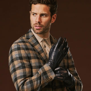 Giovanni (navy blue) - Classic Italian lambskin leather gloves with cashmere lining - Glamourous Grace
